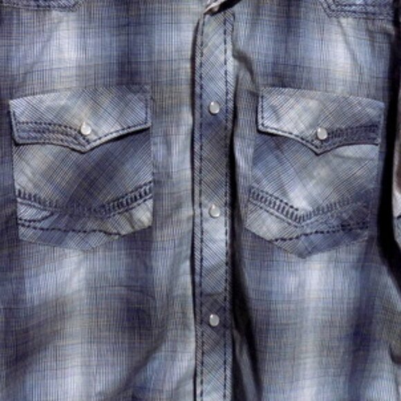 Cowboy Legend Men’s Western Gray Plaid Long Sleeve Pearl Snap Shirt – Size: L - Picture 3 of 10